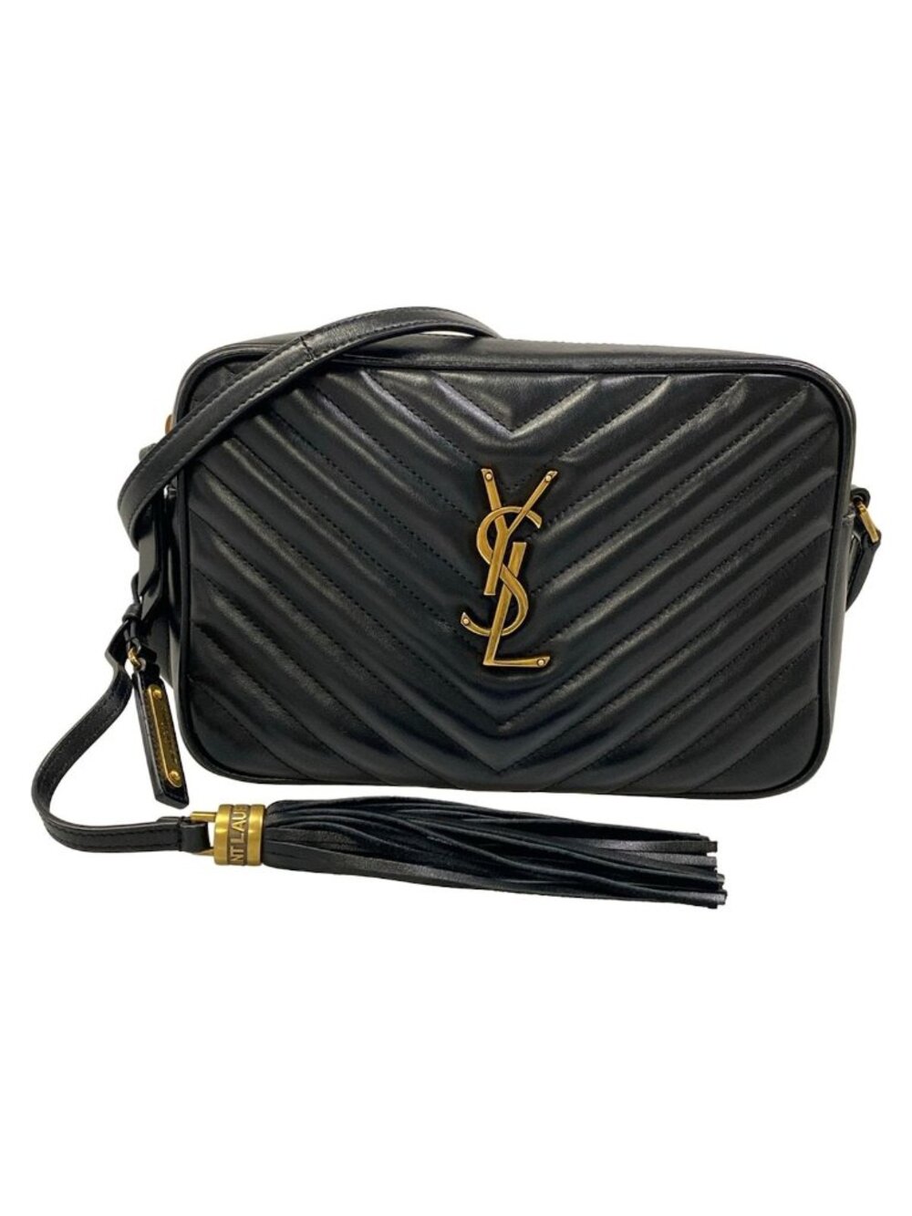 Saint Laurent Paris Shoulder Bag Lou Black Tassel Leather